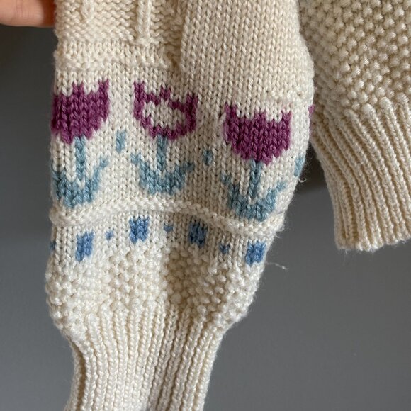 90s Cream Floral Crew Neck Sweater - Picture 8 of 9